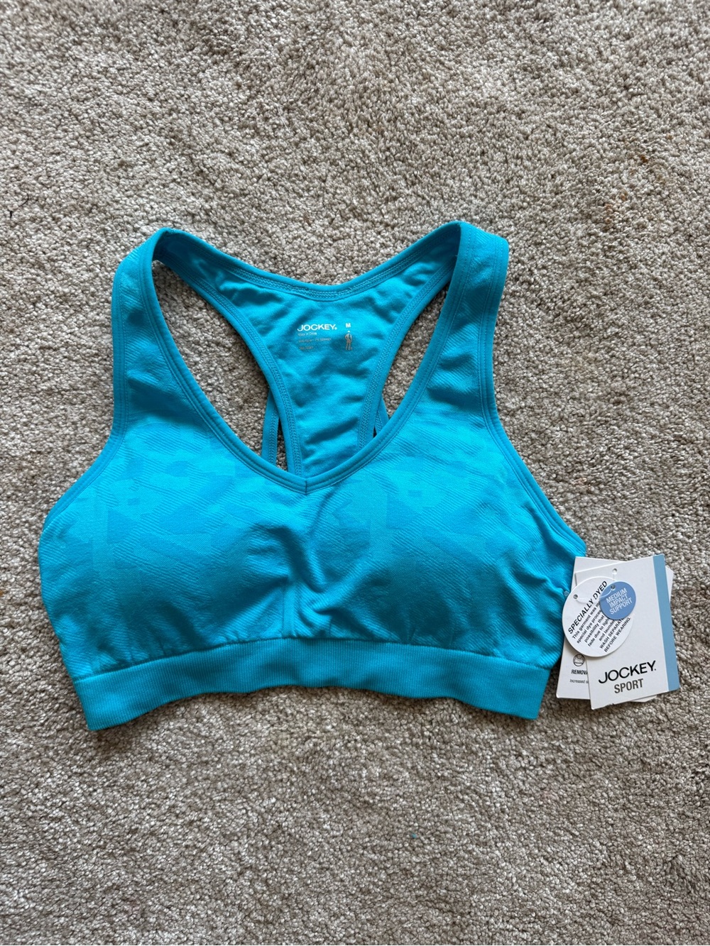 Jockey Sport Vivid Blue Seamfree Mid-Impact Sports Bra - Size M - NWT